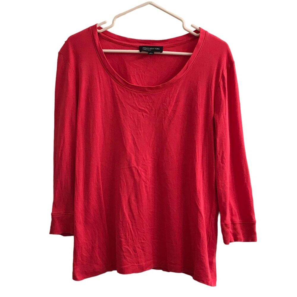 Jones New York Signature Pink 3/4 sleeve scoop neck sweater size Large